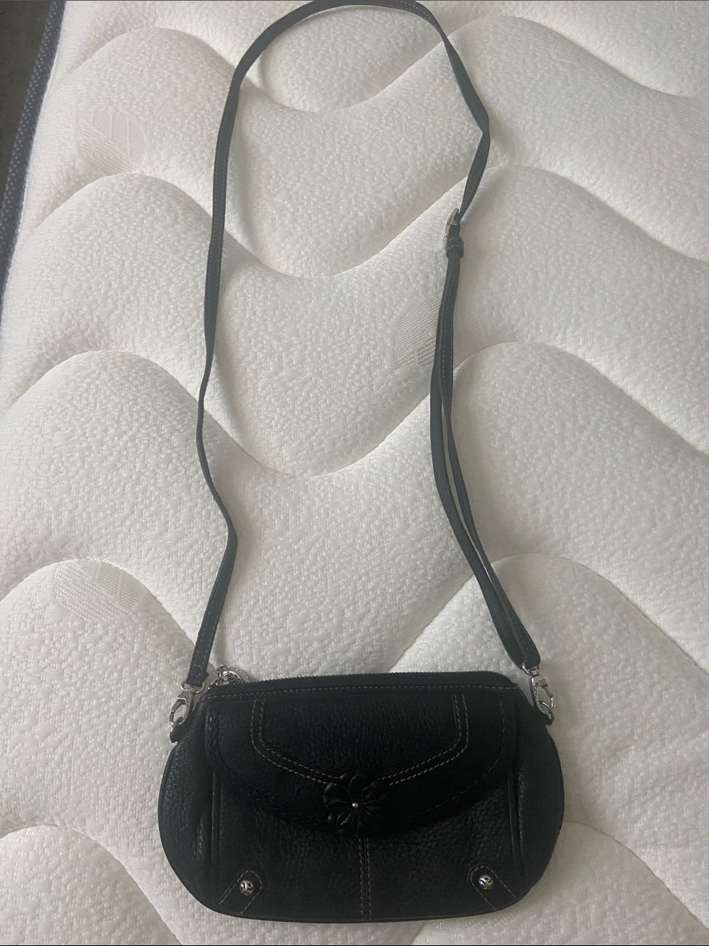 Brighton Black Leather Crossbody Bag